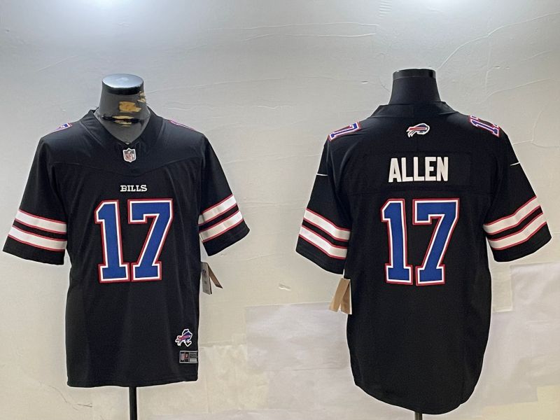 Men Buffalo Bills #17 Allen Black Throwback Three generation 2024 Nike Limited NFL Jersey style 2